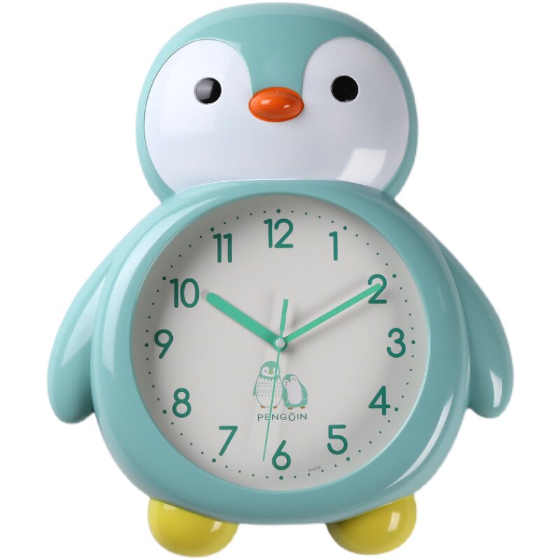卡通企鹅儿童挂钟卧室家用静音可爱钟表客厅挂钟