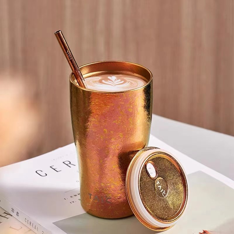 英国taic钛度双层真空纯钛啤酒杯吸管杯礼品水杯保温保冷户外超轻