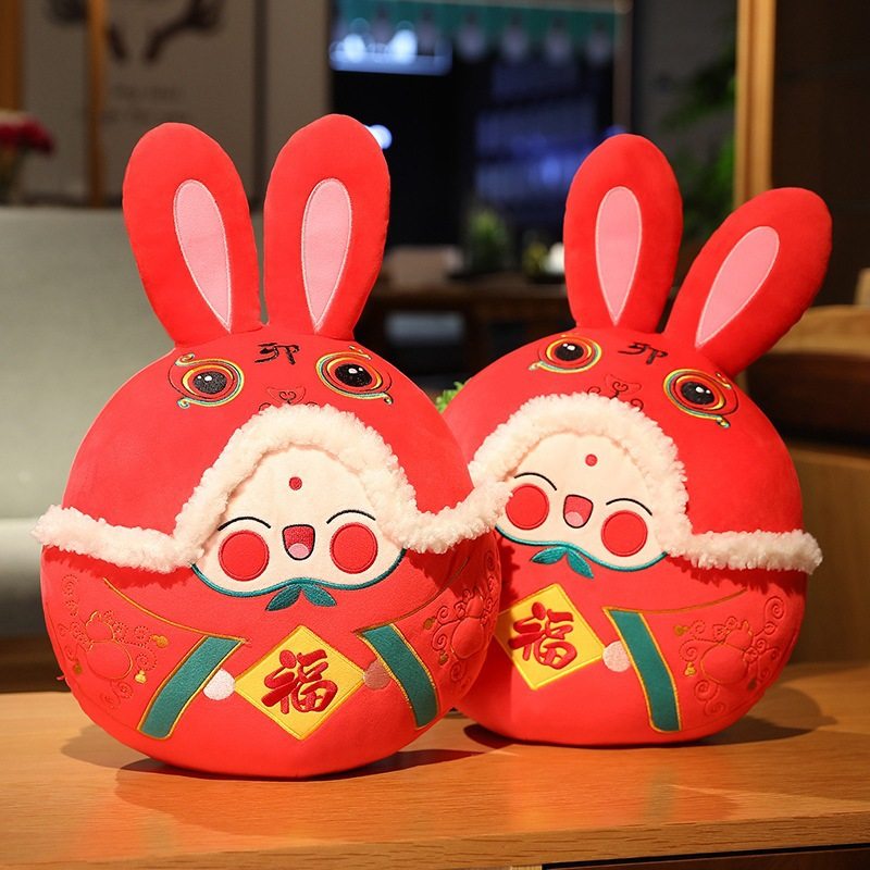 新款创意卡通新年生肖福兔暖手抱枕兔年吉祥物毛绒