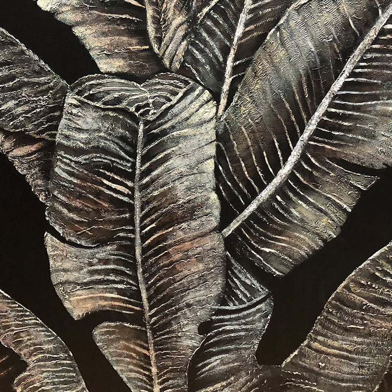 四合艺术手绘油画芭蕉叶寓意好装饰画侘寂风客油画