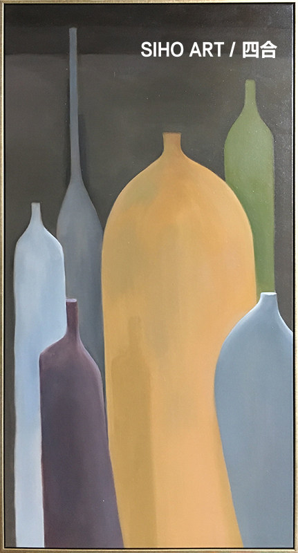 四合艺术手绘抽象油画瓶子北欧欧风现代简约客厅油画