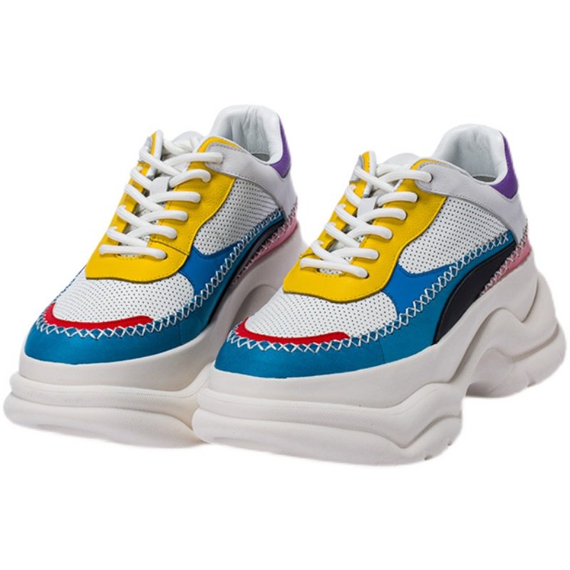 foxychic彩色老爹鞋女2022春秋秋季新款厚底松糕时尚休闲鞋