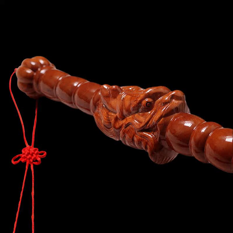 龙义桃木剑打神鞭实心龙头鞭桃木锏道教法器风水用品平安护身摆件