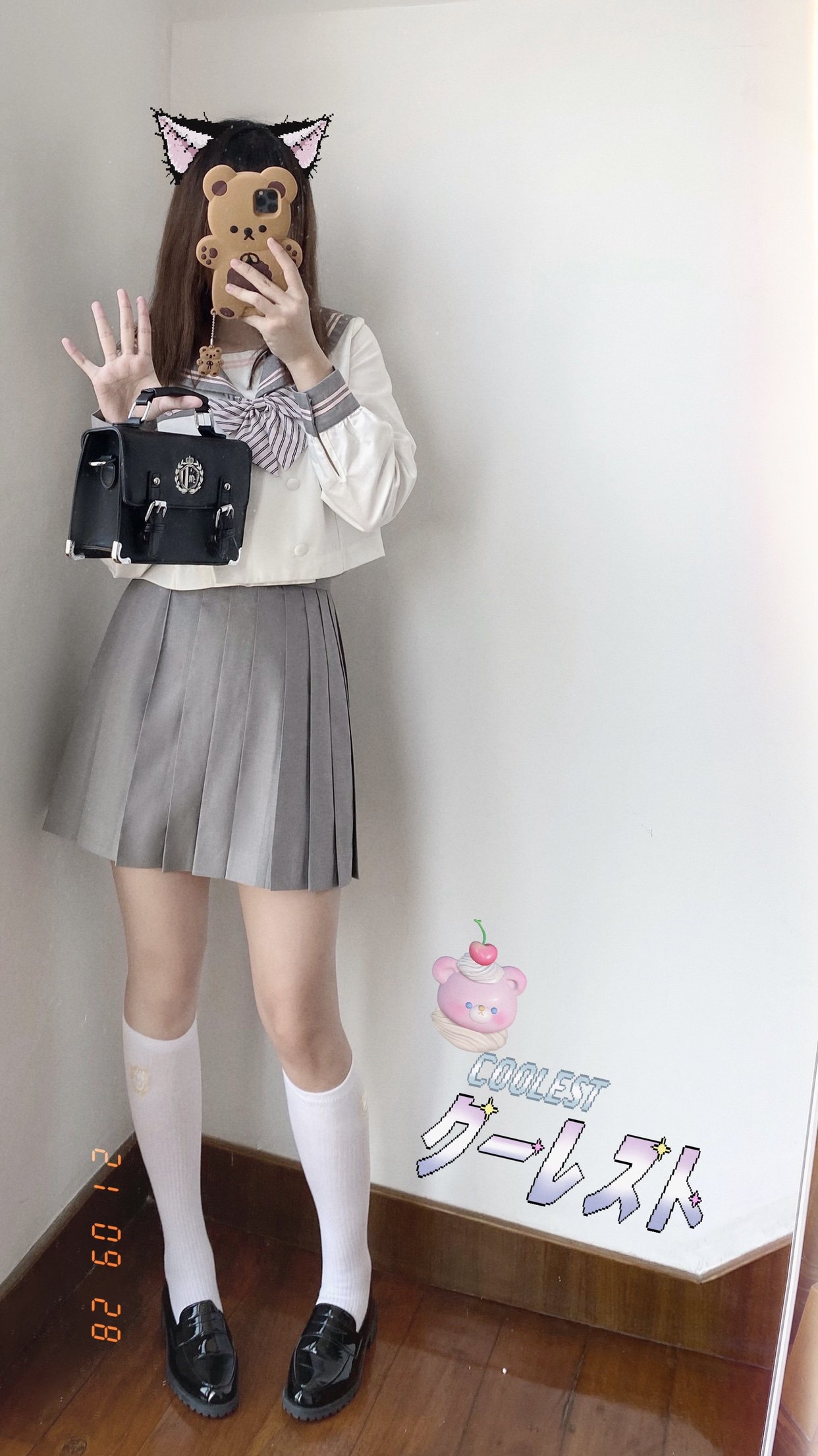 哈利服下制服jk轮褶裙前箱水手学院灰粉女中学生校服