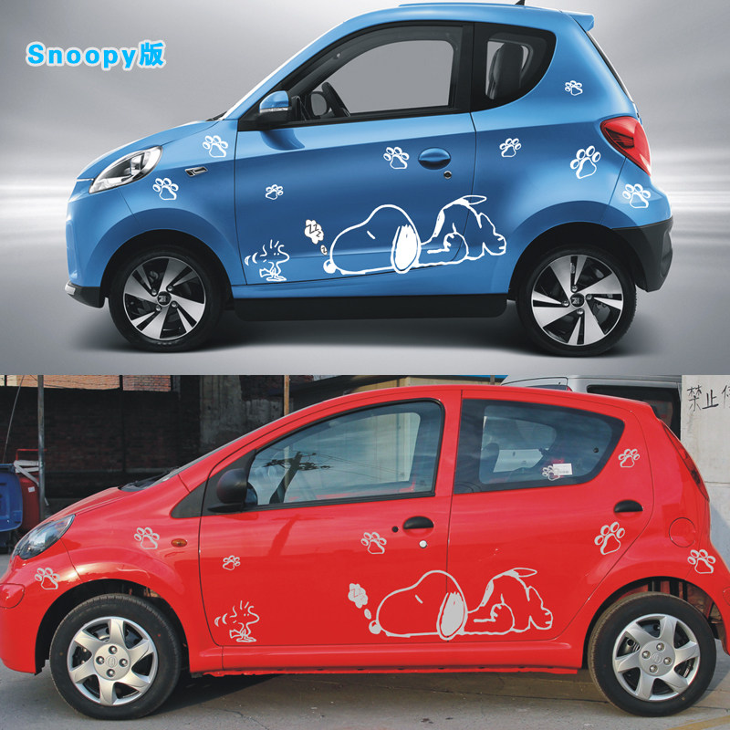 知豆电动f0车贴米奇snoopy拉花smart汽车贴纸汽车装饰贴