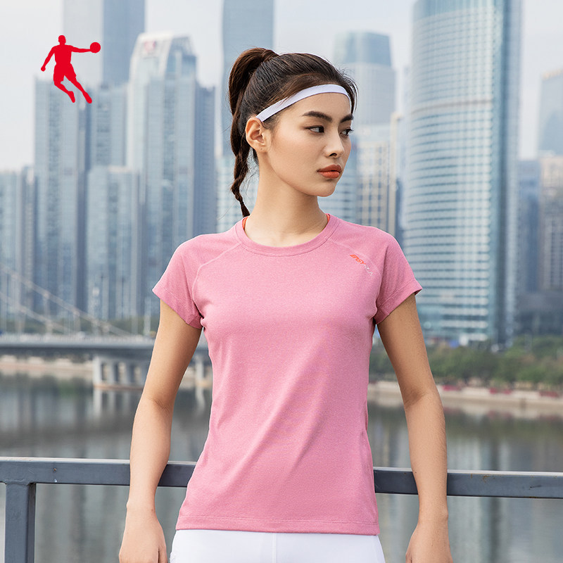 乔丹运动t恤女2020夏季新款透气圆领短袖女士健身上衣跑步训练服