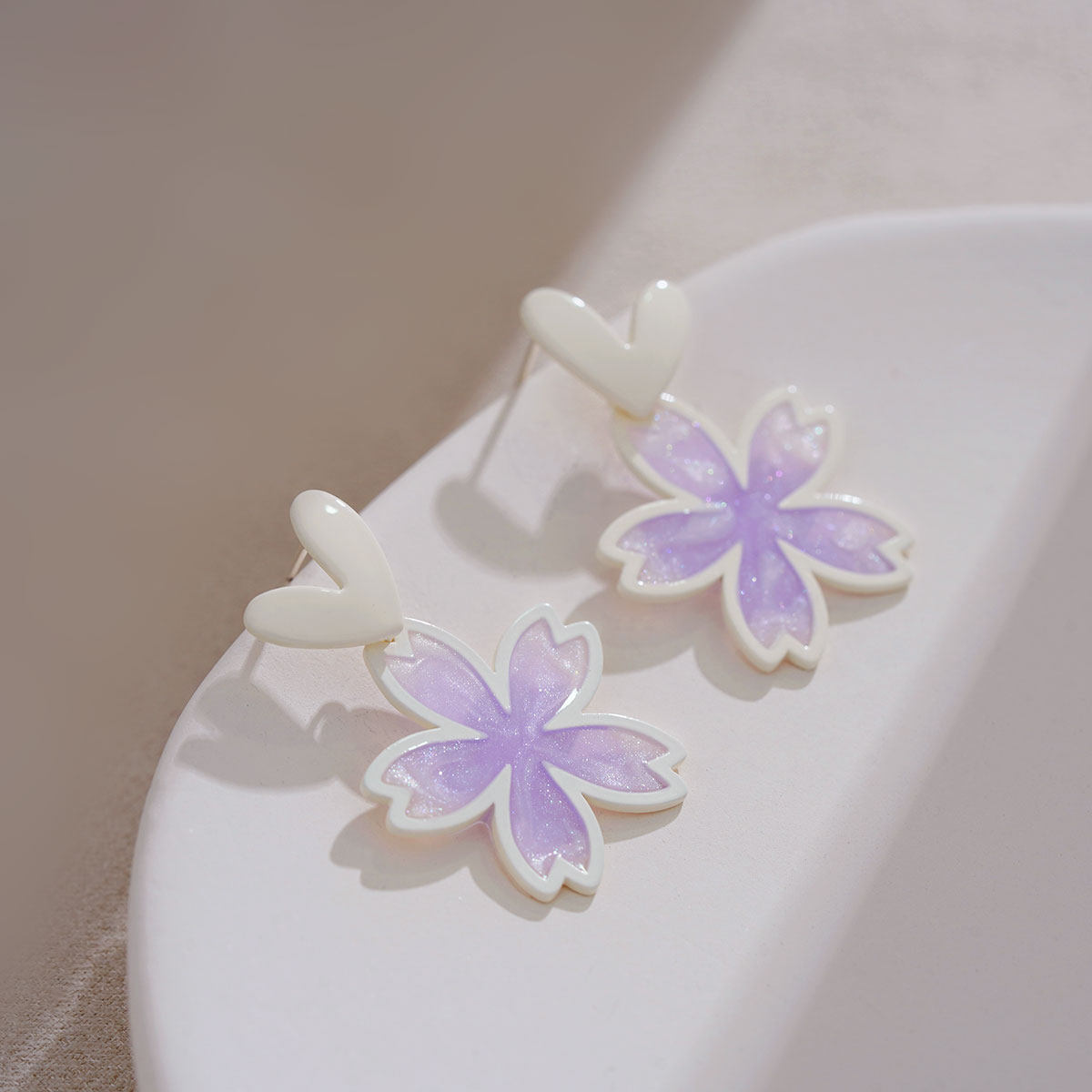 小清新粉色樱花耳钉特别设计感独独特耳环小众耳环