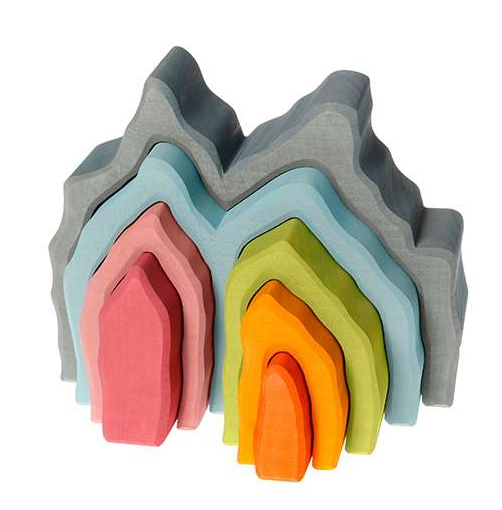 德国正品grimm彩虹木质积木儿童玩具拼搭建构