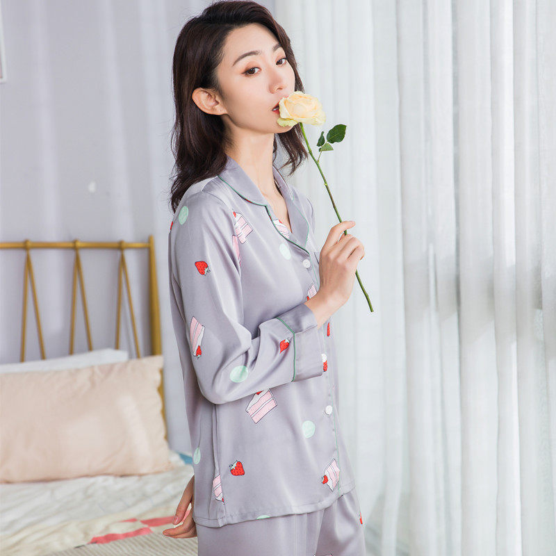 丝绸睡衣女春秋季网红爆款真丝长袖开衫2020年睡衣