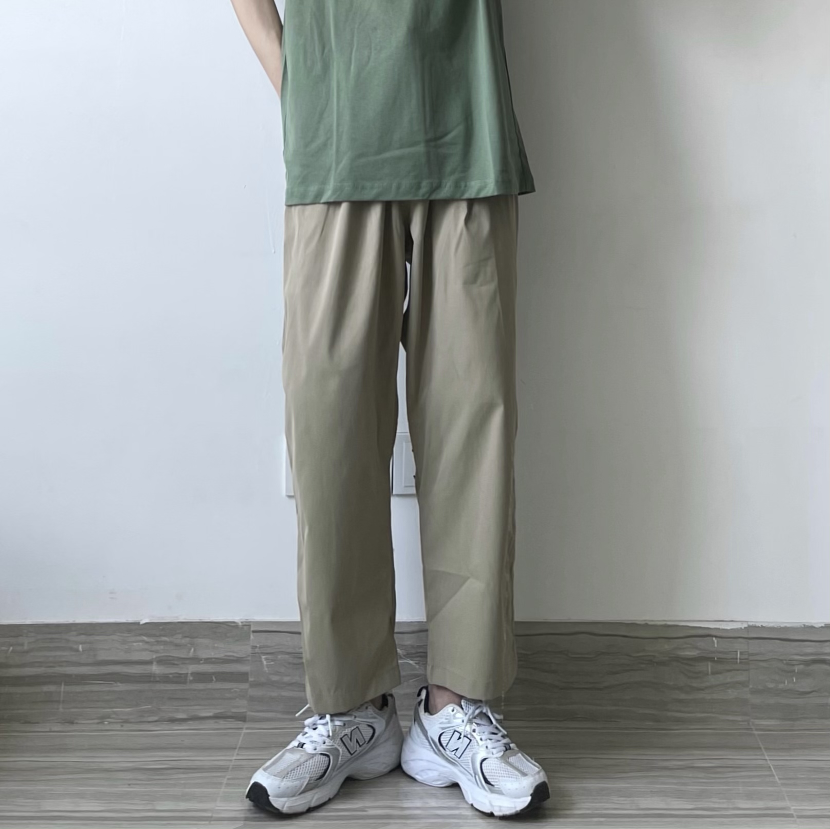 WHICHONE 日系夏季宽松纯色复古轻薄九分裤百搭直筒裤工装裤