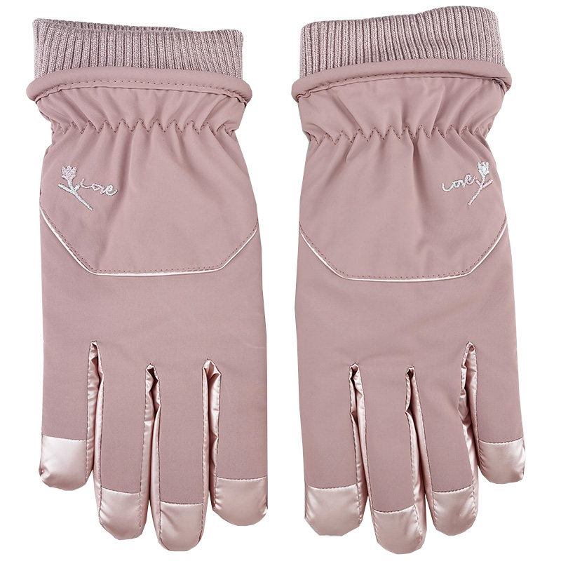 虹蝶女士冬季羽丝丝绒手套加绒加厚韩版保暖手套