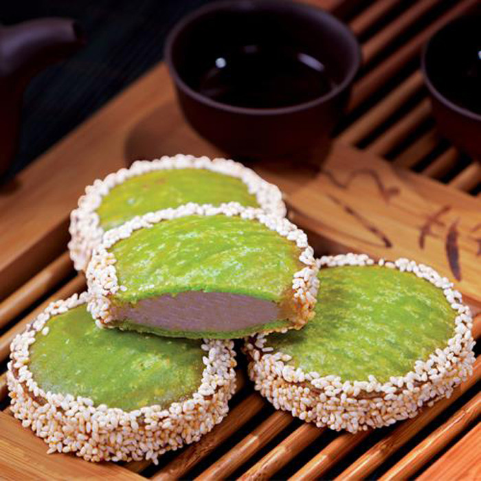 绿茶佛饼芋泥香芋芝麻酒店糕点小吃半成品饭店传统中式糕点