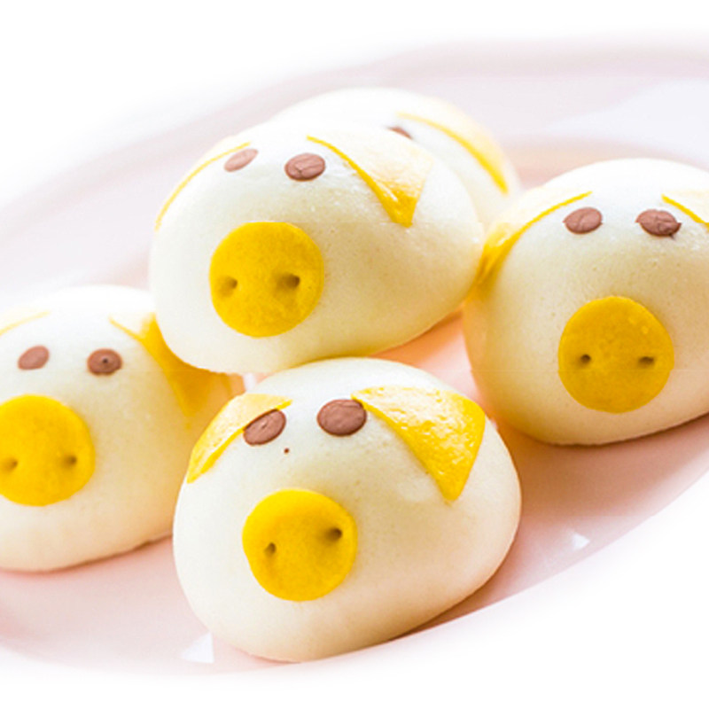 可爱卡通包子小猪熊鸡狗豆沙奶黄包动物儿童早餐馒头酒店速冻点心
