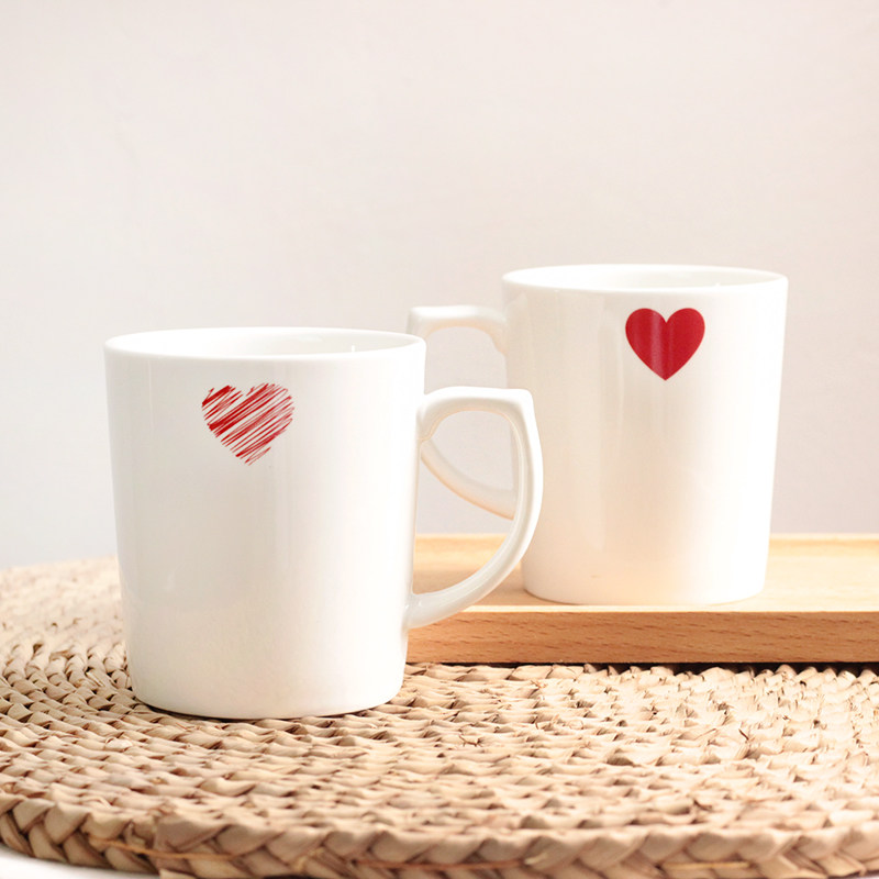 杯子爱心情侣简约陶瓷马克水杯办公咖啡咖啡杯马克杯