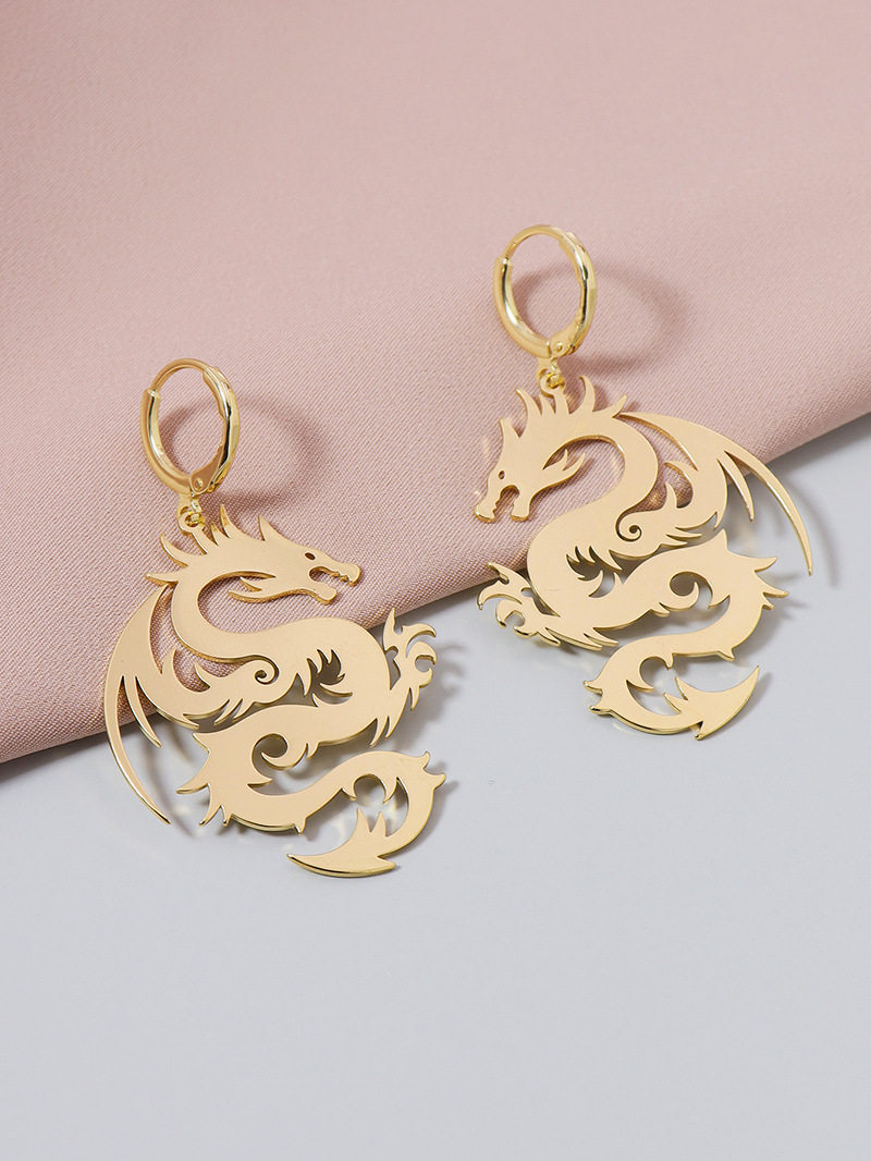 2020流行新款一对金属龙耳环耳环亚马逊热销耳饰耳环