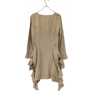 花边长袖fairyfair正品连衣袖浅咖啡底印奶白小圆点个性新品夏季