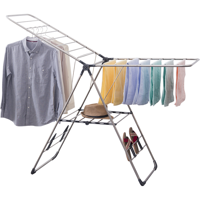 欧润哲晾衣架折叠落地室内外不锈钢晒衣架阳台移动简易置地