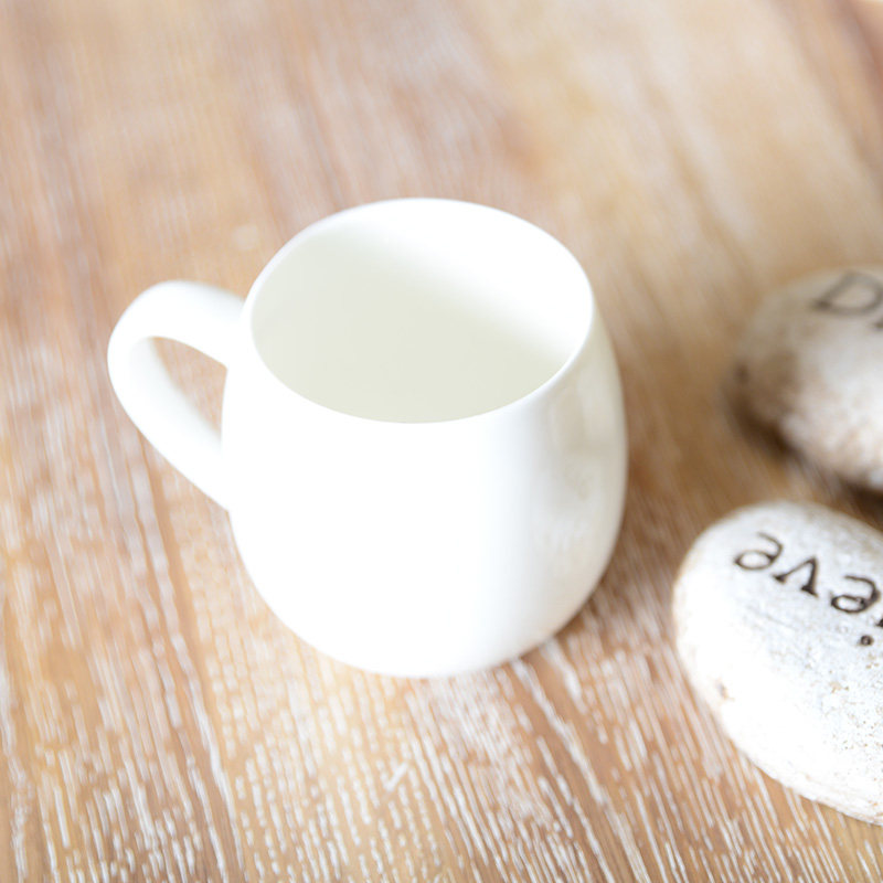 纯白白骨瓷杯杯子水杯奶杯早餐餐杯咖啡杯茶杯马克杯