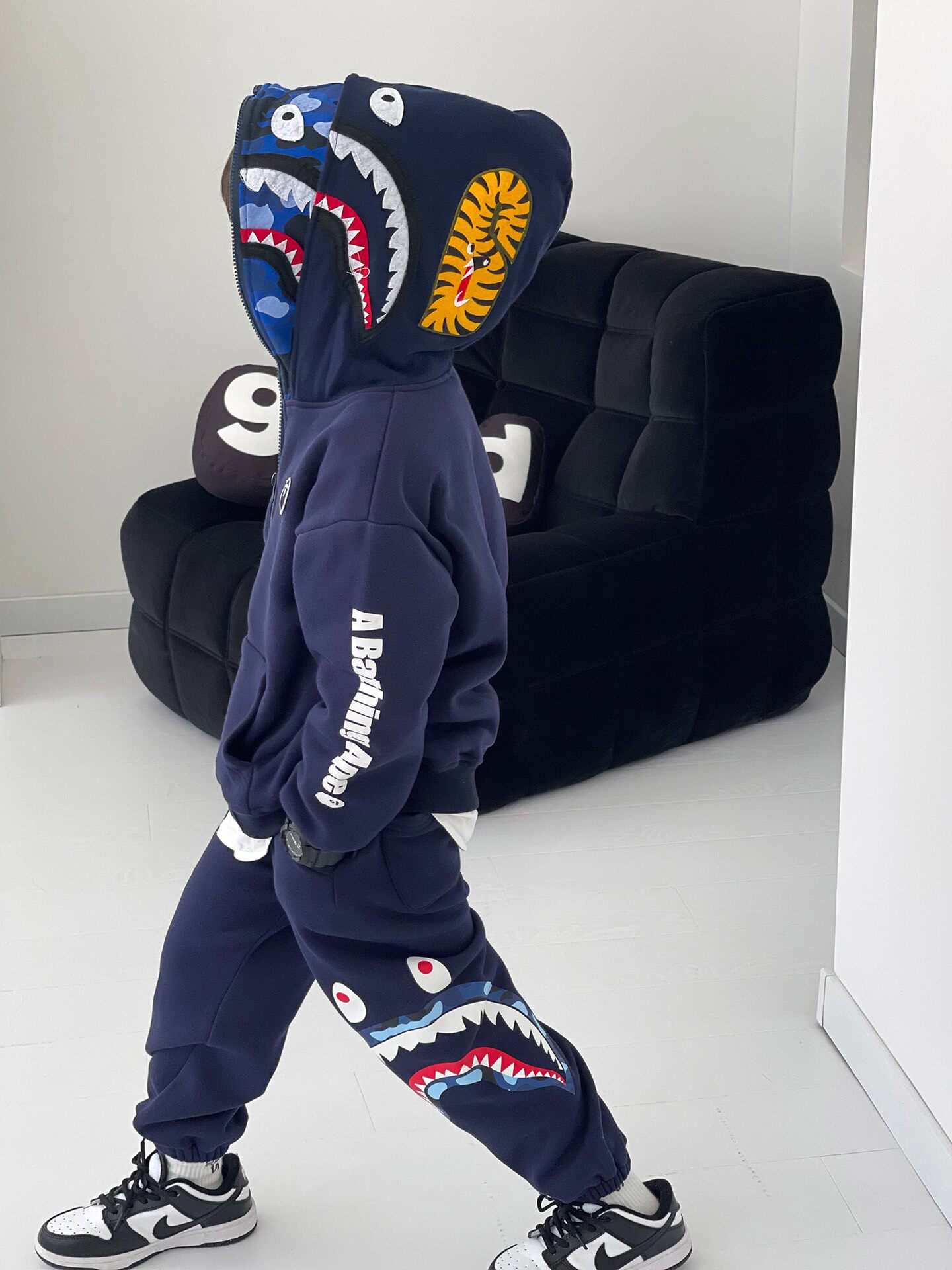 cookiekids冬季中小儿童一体纯棉鲨鱼连帽外套普通外套