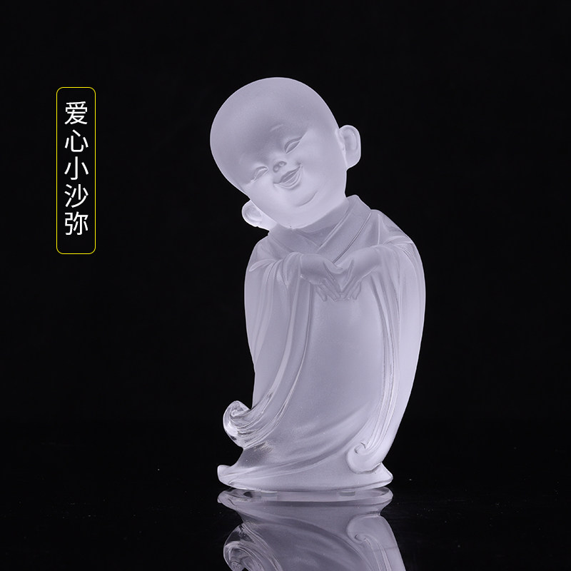 三漫陀小沙和尚系列琉璃透明佛像禅意佛教用品摆件