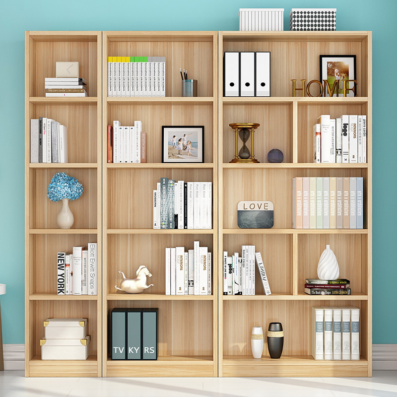 书柜现代简约自由组合柜子简易落地储物柜实木书橱儿童置物架书架