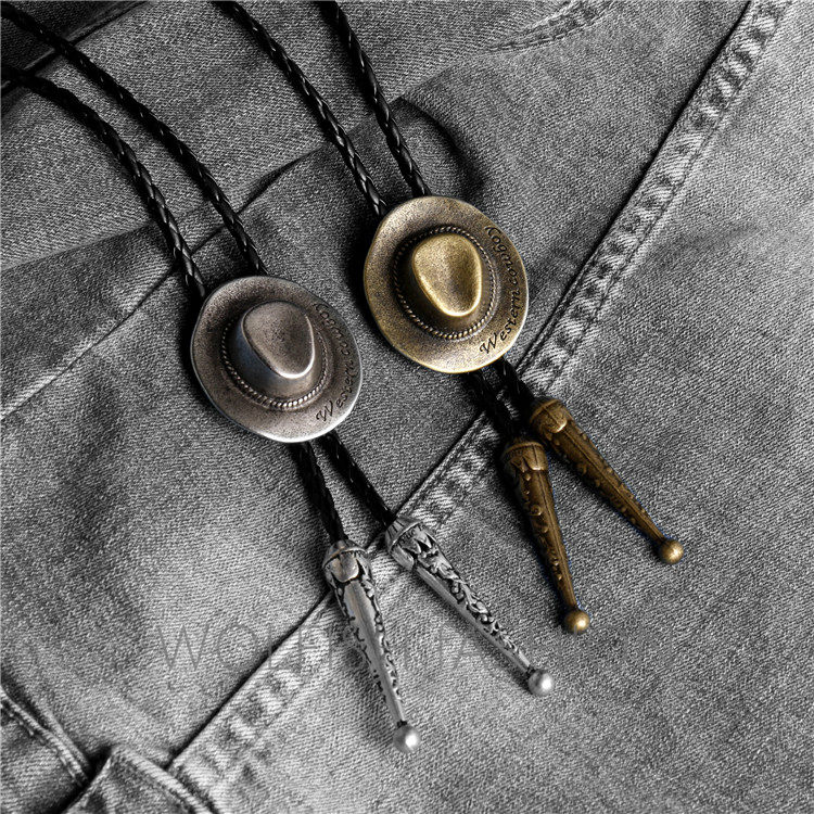 wolfish西部牛仔风格男士衬衫领链时尚帽子项链波洛领带