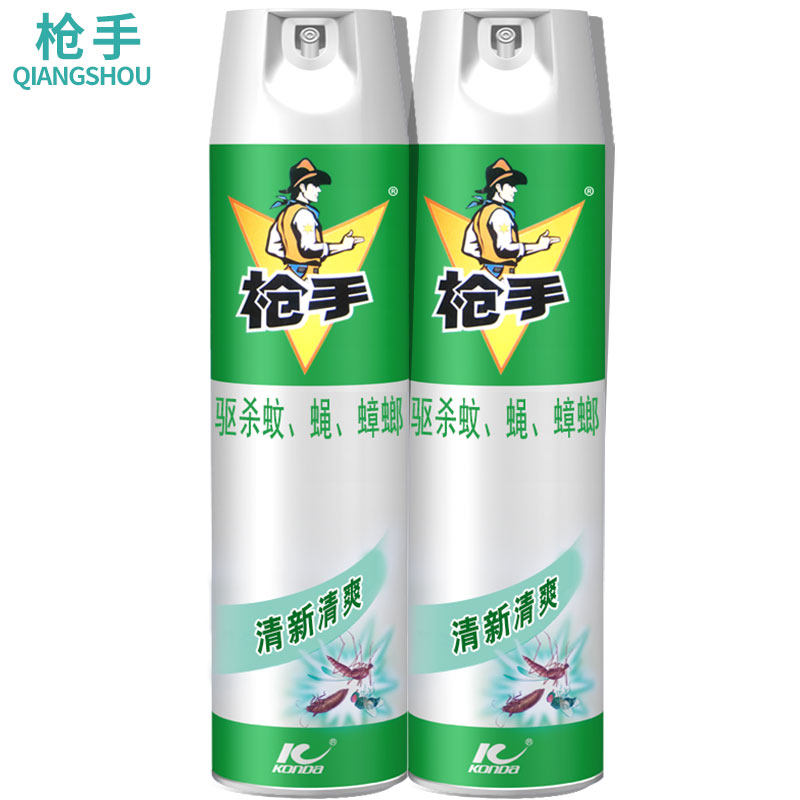 枪手杀虫剂喷雾气雾剂清香小骑士600ml*2瓶装 灭蚊子药驱虫杀蚊剂