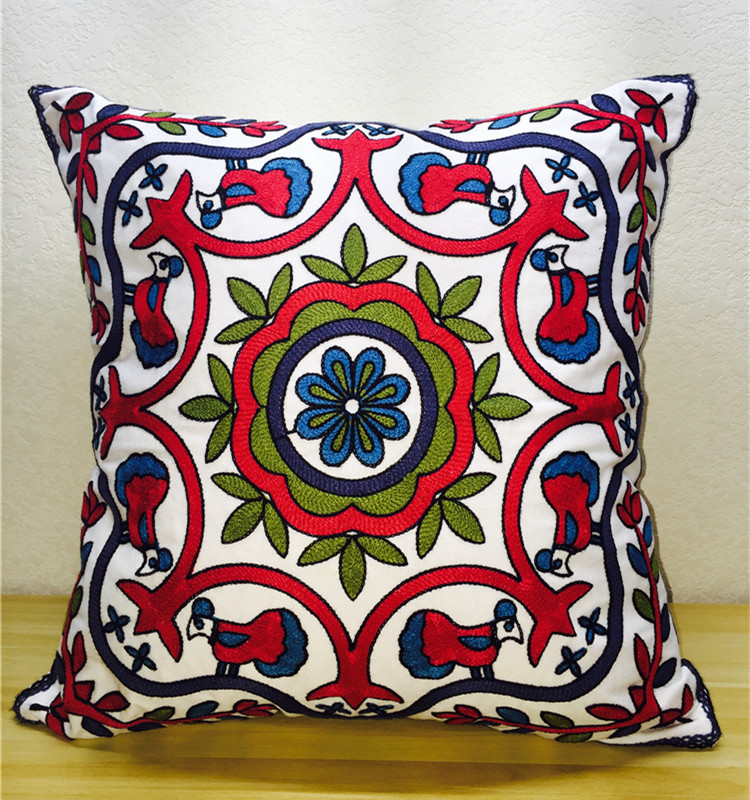 精绣立体绣花抱枕靠垫靠背美式乡村北欧宜家样板房靠垫