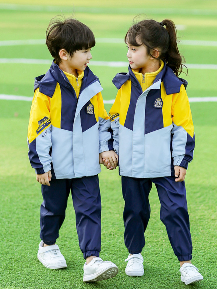 小学生校服秋冬冬装三件件套幼儿园园冬季冲锋加厚学生校服