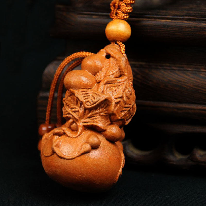 泰山福缘阁桃木木雕手工葫芦挂件手把木雕