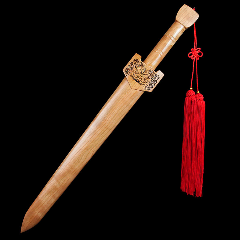 桃木道士套装剑架支架玄关家用客厅木剑汉剑摆件