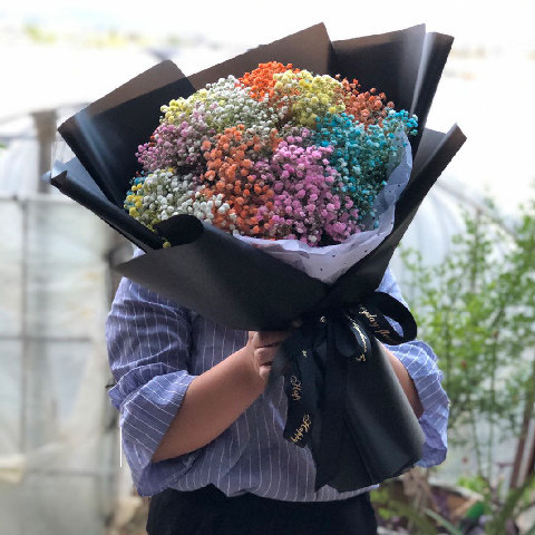 熊抱满天星大束仙女女款创意糖果果真花花花束干花