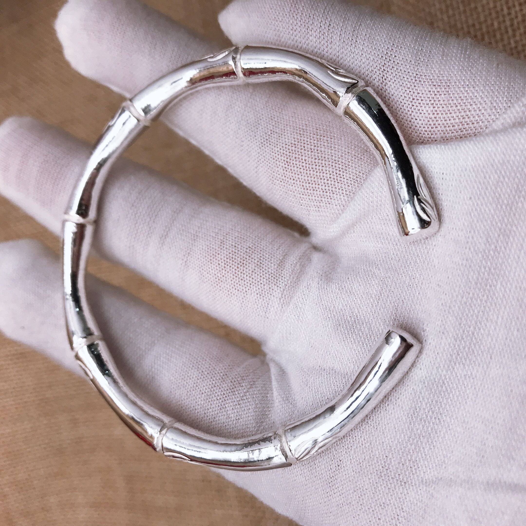 新品全手工竹节银手镯999足银女复古民族风银饰品竹子中国风