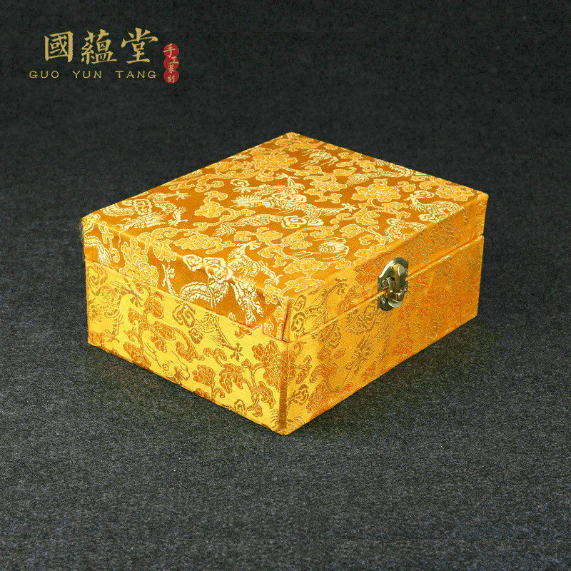 黄色龙纹锦盒印章石料包装盒高档玉玺礼品盒送人首饰盒