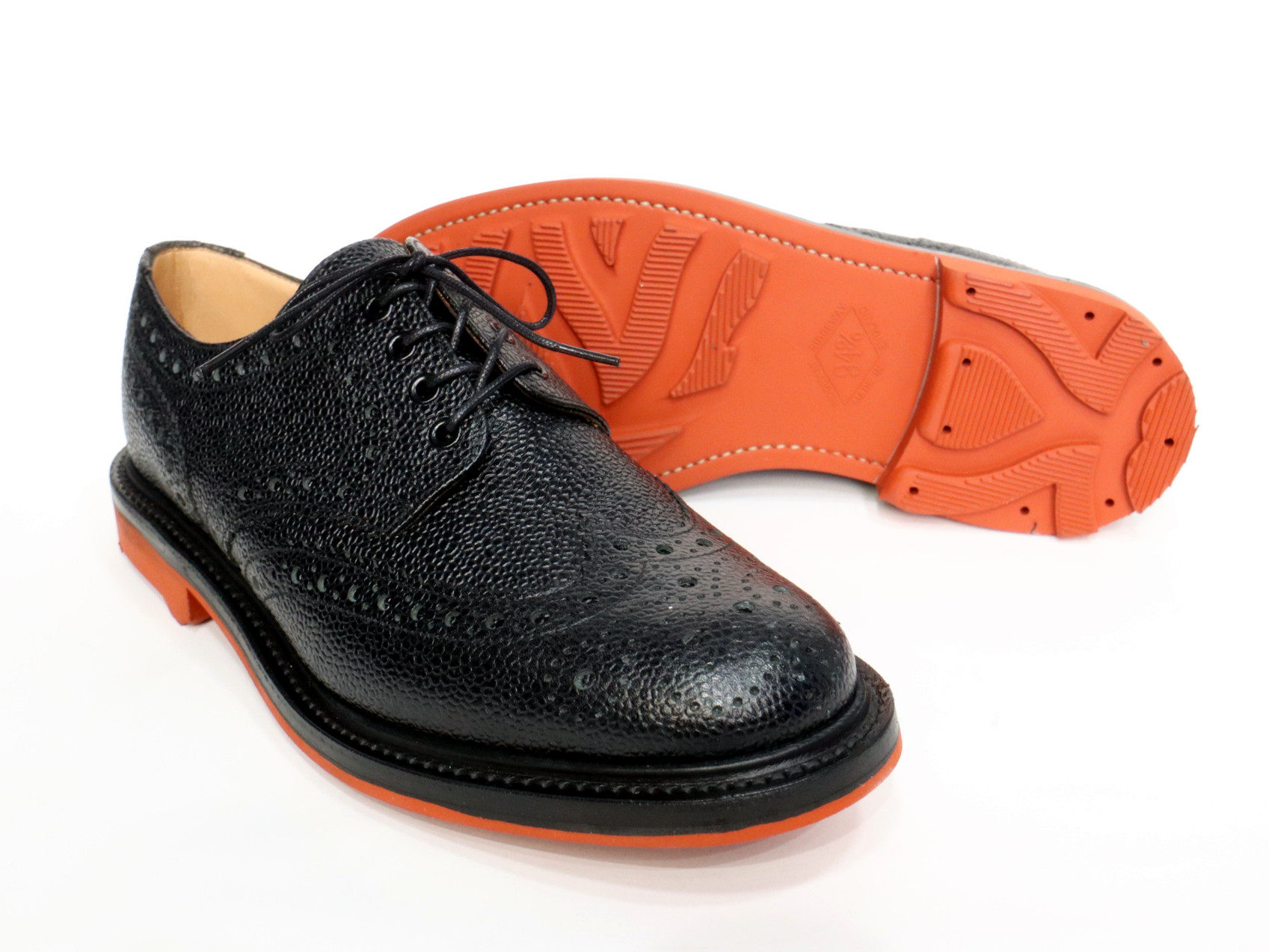 英国制造sanders英伦系带黑色布洛克正装休闲鞋荔枝正装皮鞋