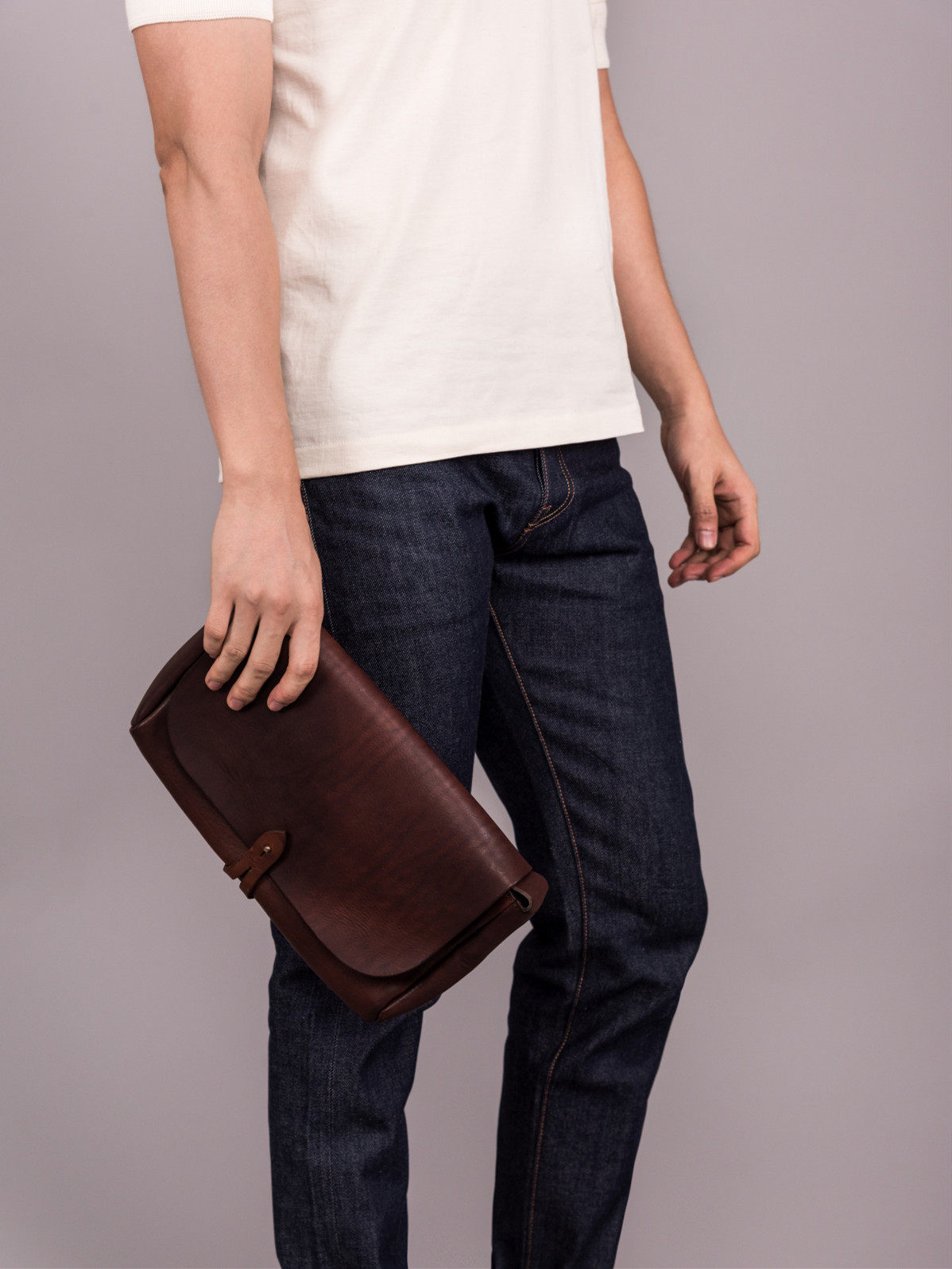 日本制造vasco植鞣革牛皮单肩复古手拿包vs240l