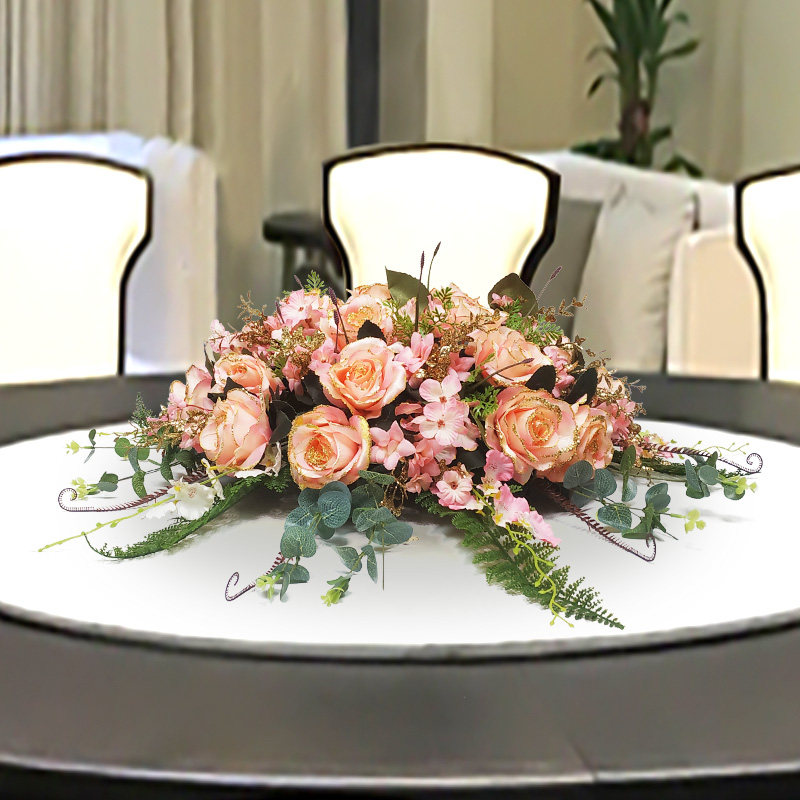 桌花餐桌花艺摆件装饰花插仿防真花轻奢酒店仿真花