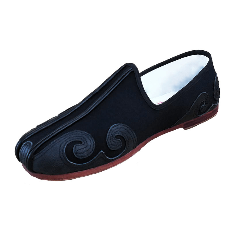 老北京布鞋男礼服呢牛皮底龙云头纹洒靸鞋春秋休闲中式复古民族风