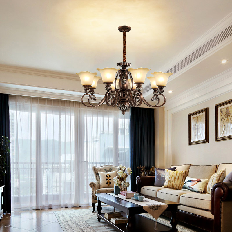 美式乡村复古吊灯客厅奢华大气仿古现代简约卧室客厅吊灯
