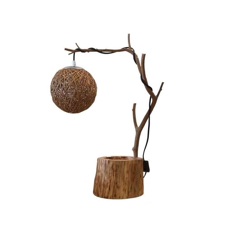 研木笔筒树枝台灯实木原创个性民宿小夜灯