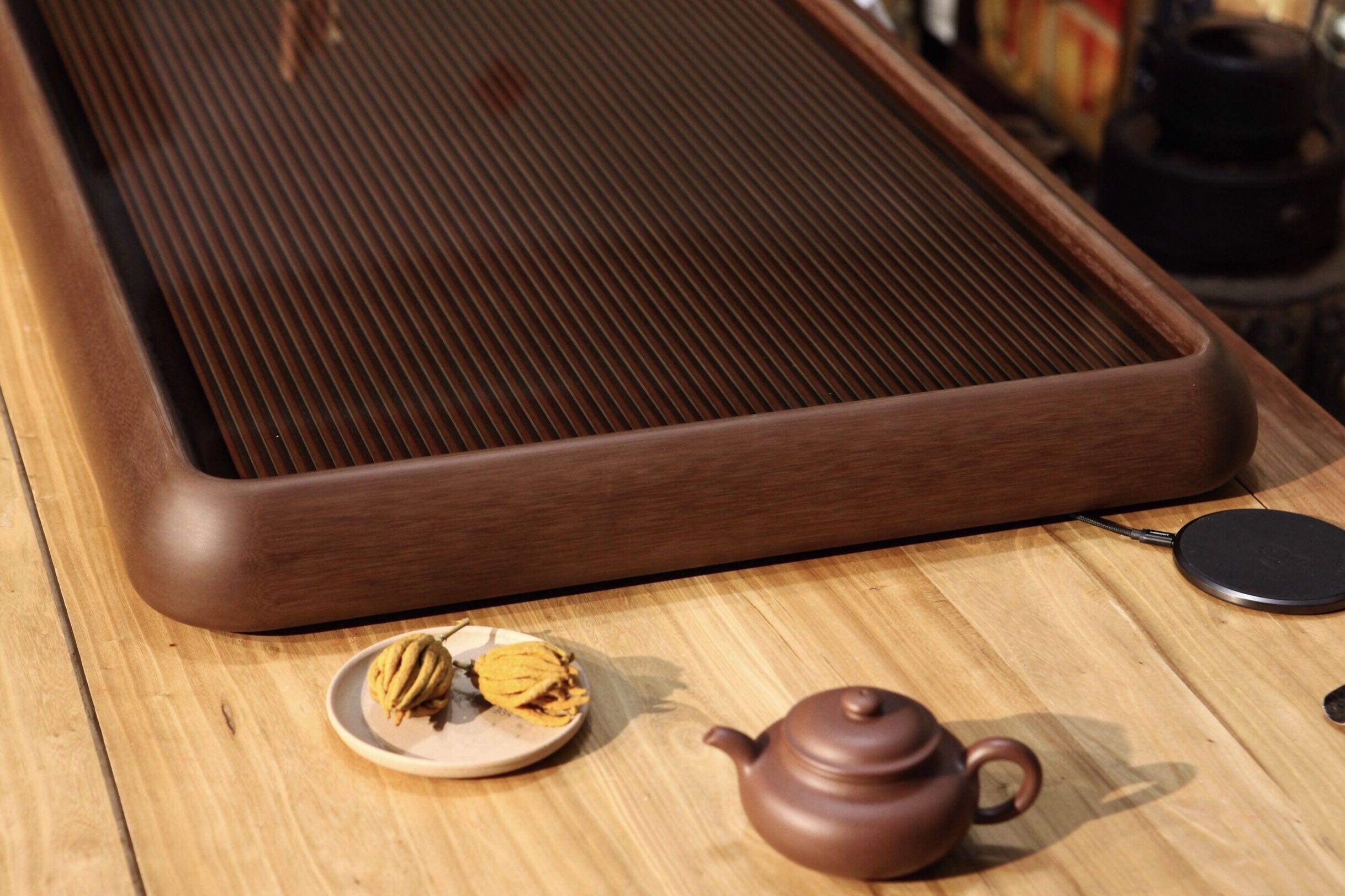 拙雅德国台湾胡桃色景舟圆电木茶盘胶木茶台发烧级茶盘