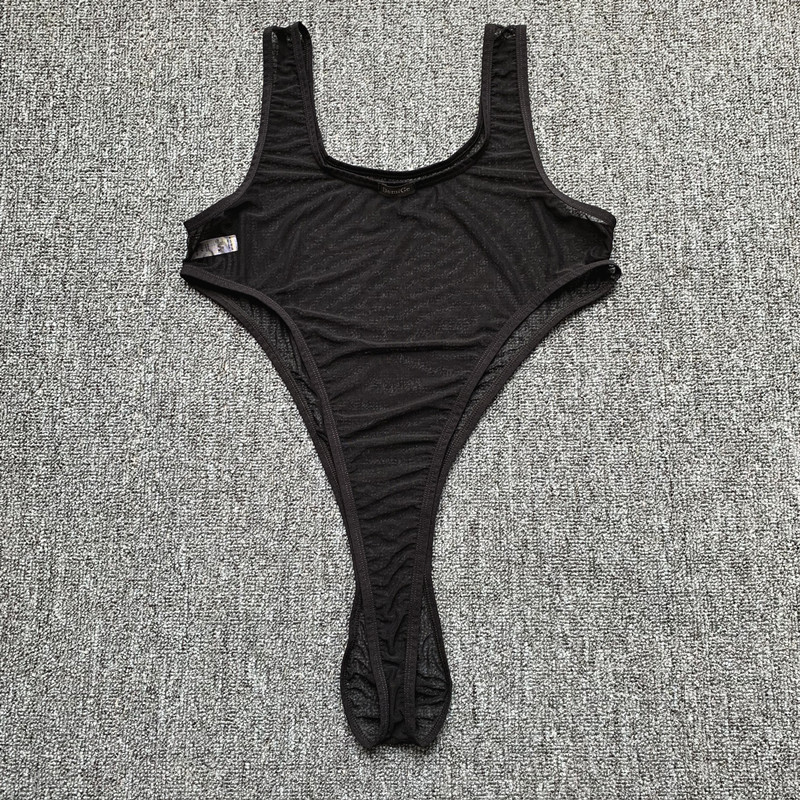 男士连体衣青年性感丝滑网纱透明透视透气丁字裤连体背心情趣内衣