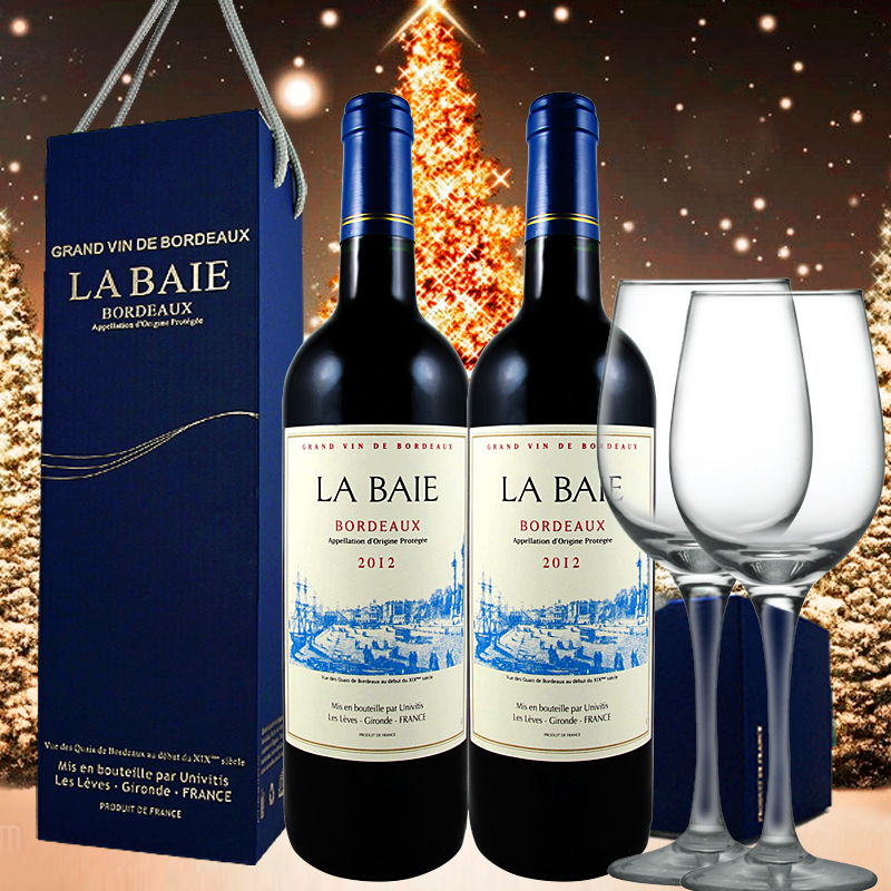 法国原瓶进口 LA BAIE 波尔多 海湾 2012年份 AOP级红葡萄酒 750ml*4只礼盒装