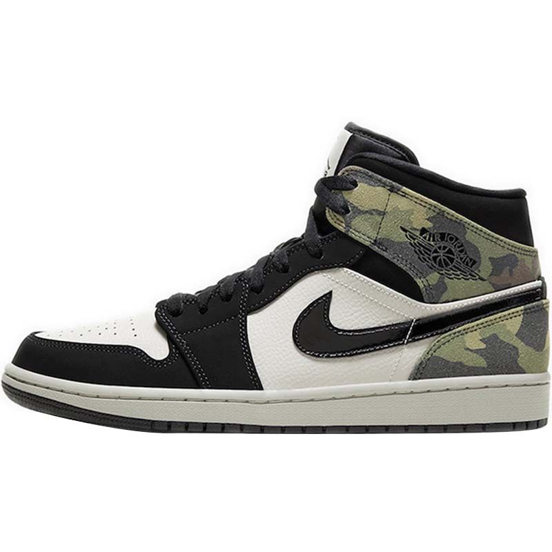库客airjordan1midcamoaj1军绿迷彩黑白脚趾cw5490001篮球鞋