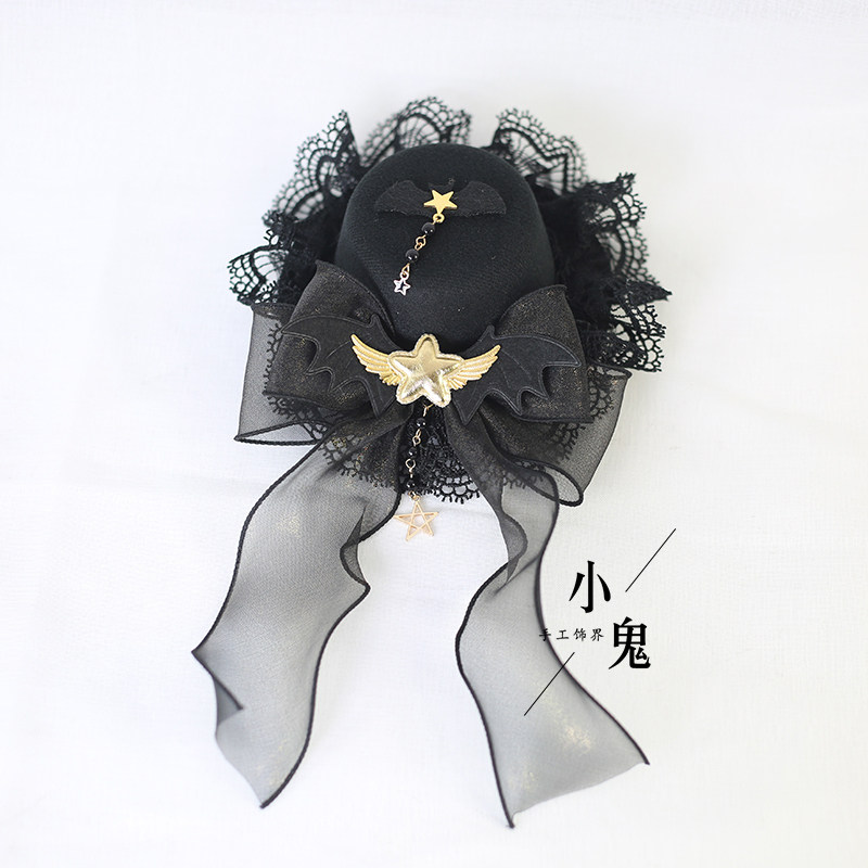 万圣节黑暗系巫女帽发箍lolita发饰洛丽塔恶魔蝙蝠发饰