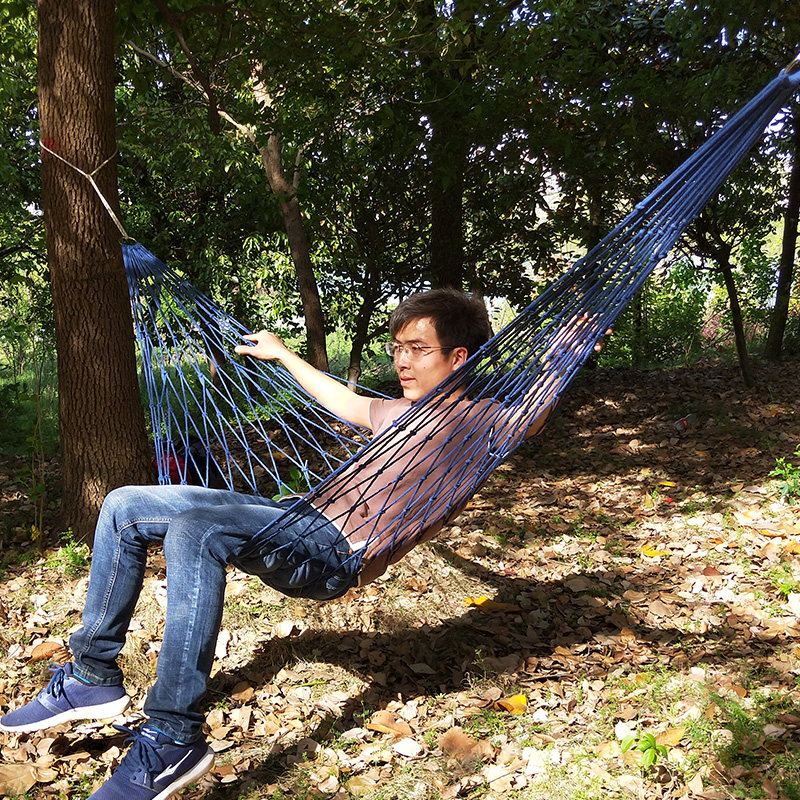 网状吊床户外单人棉绳加粗吊网睡网拴树摇床吊床