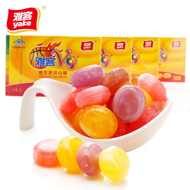 糖果雅客v9夹心硬糖喜糖48g4盒装yake雅克糖果