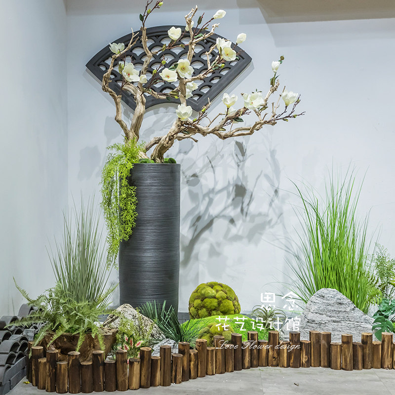 花艺仿真真大盆花居家落地客厅楼梯转角软装仿真绿植