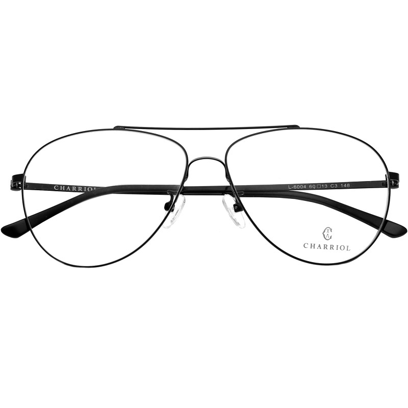 charriol夏利豪金丝眼镜镜框商务大脸近视全框斯文眼镜架