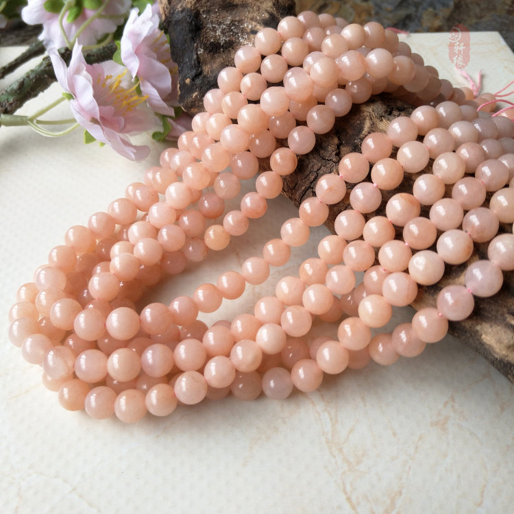高品质天然粉东陵圆珠 粉红色东陵玉散珠 粉东陵diy饰品手链串珠